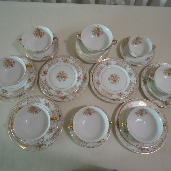VTG Noritake Japan 315 Presolure U.S. DesignPat Applied For Set 27 pc Gold Trim - Picture 9 of 16